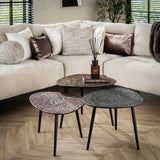 Ensemble de tables basses Marlo 3 Triangle en patine de cuivre 