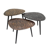 Ensemble de tables basses Marlo 3 Triangle en patine de cuivre 