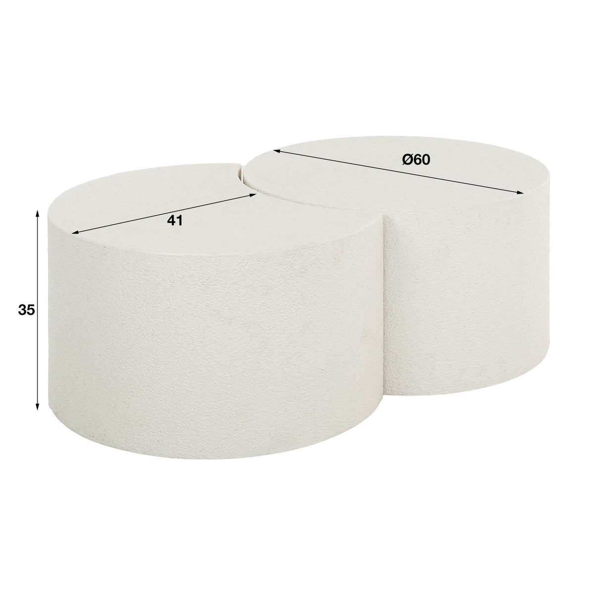 Table basse set de 2 Sylas pierre en forme de lune blanc