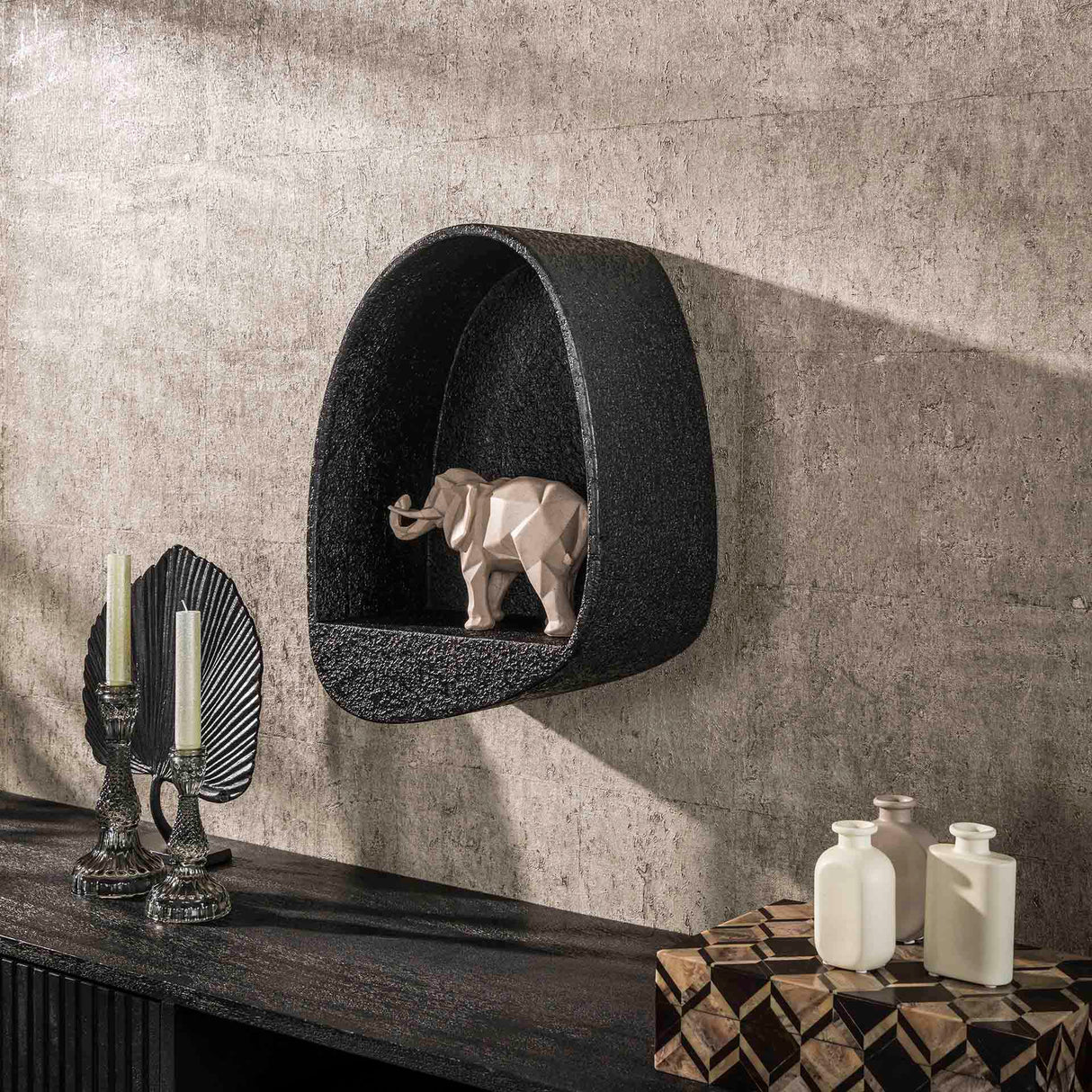 Étagère murale goutte métallique gris 34x21 cm Aeris 