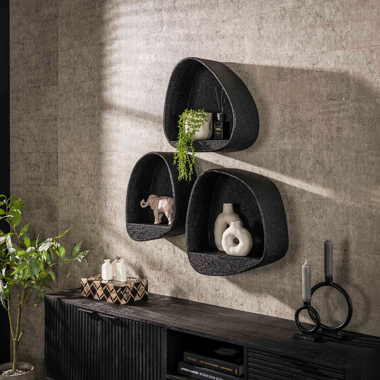Étagère murale goutte métallique gris 34x21 cm Aeris 