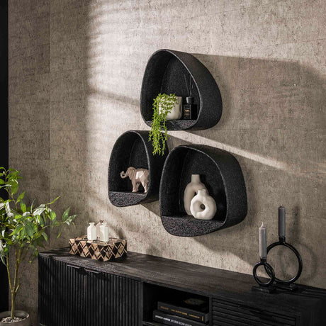 Étagère murale large en métal gris métallique 44x21 cm Aeris 