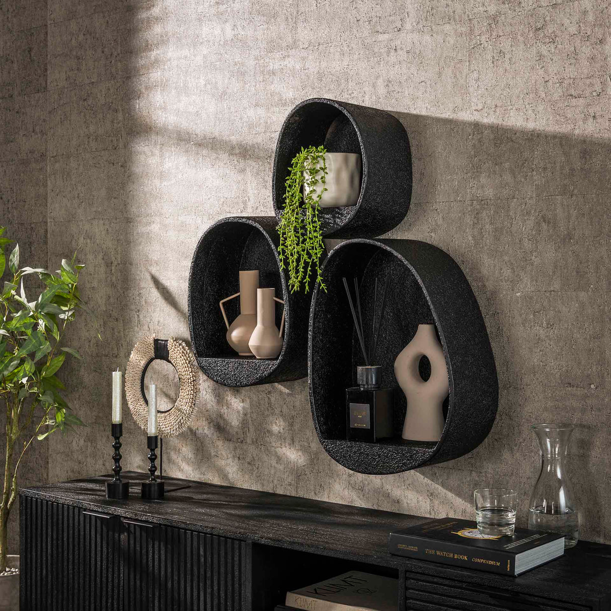 Ensemble de 3 tableaux muraux en métal avec goutte gris Aeris 