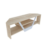 Sares tv-meubel eikenlook wit 120 cm Wit en eikenlook Melamine gecoat houtcomposiet