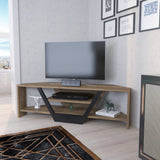 Sares tv-meubel walnootlook met zwart 120 cm Walnootlook / Zwart Melamine gecoat meubelpaneel