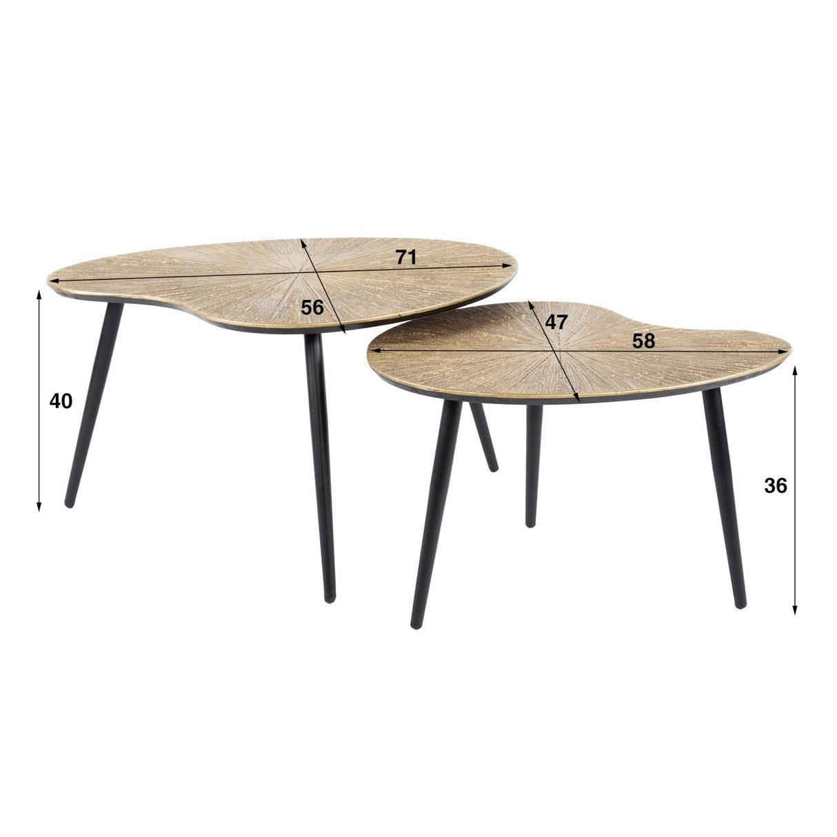 Ensemble de tables basses Nier – Métal Or Antique (2 pièces) 