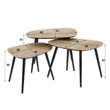 Arno Metal ensemble de 3 tables basses carrées en or antique 
