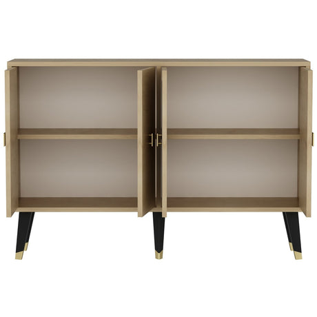 Ahart Console aspect chêne avec accents dorés 120 cm Aspect chêne saphir et bois composite plaqué mélaminé doré