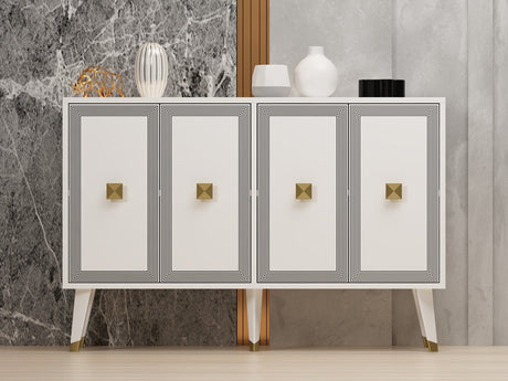 Ansel wandtafel wit met goud 120 cm Wit/goud Melamine gecoat meubelboard