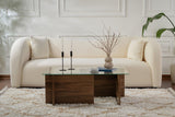 Rechthoekige Moderne Salontafel Vetroni Walnoot Look - Glas - 105x65 cm