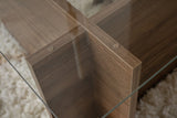Rechthoekige Moderne Salontafel Vetroni Walnoot Look - Glas - 105x65 cm