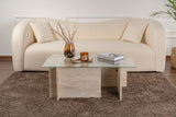 Rechthoekige Moderne Salontafel Vetroni Travertin Look - Glas - 105x65 cm