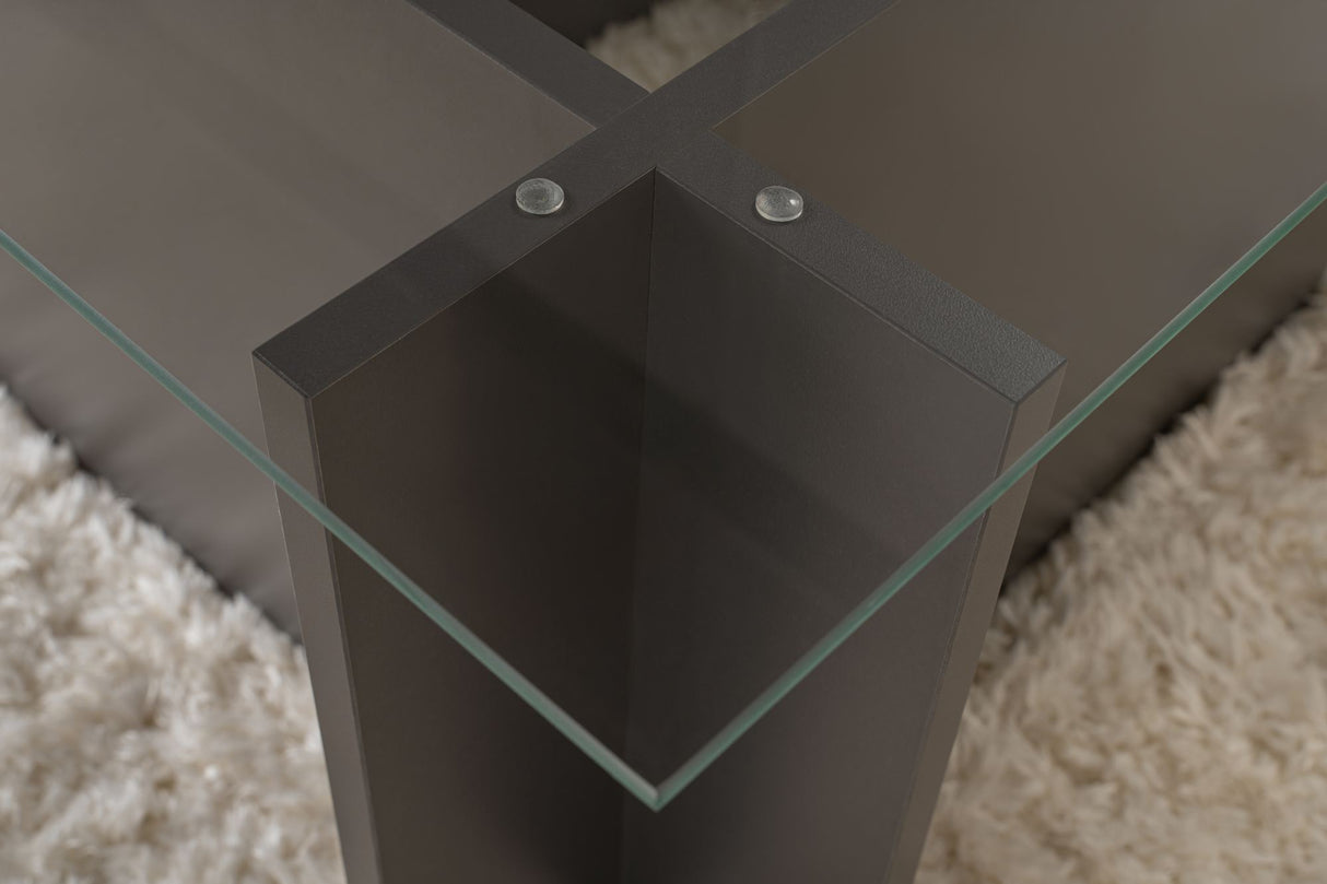 Table basse moderne rectangulaire Vetroni Anthracite - Verre - 105x65 cm 