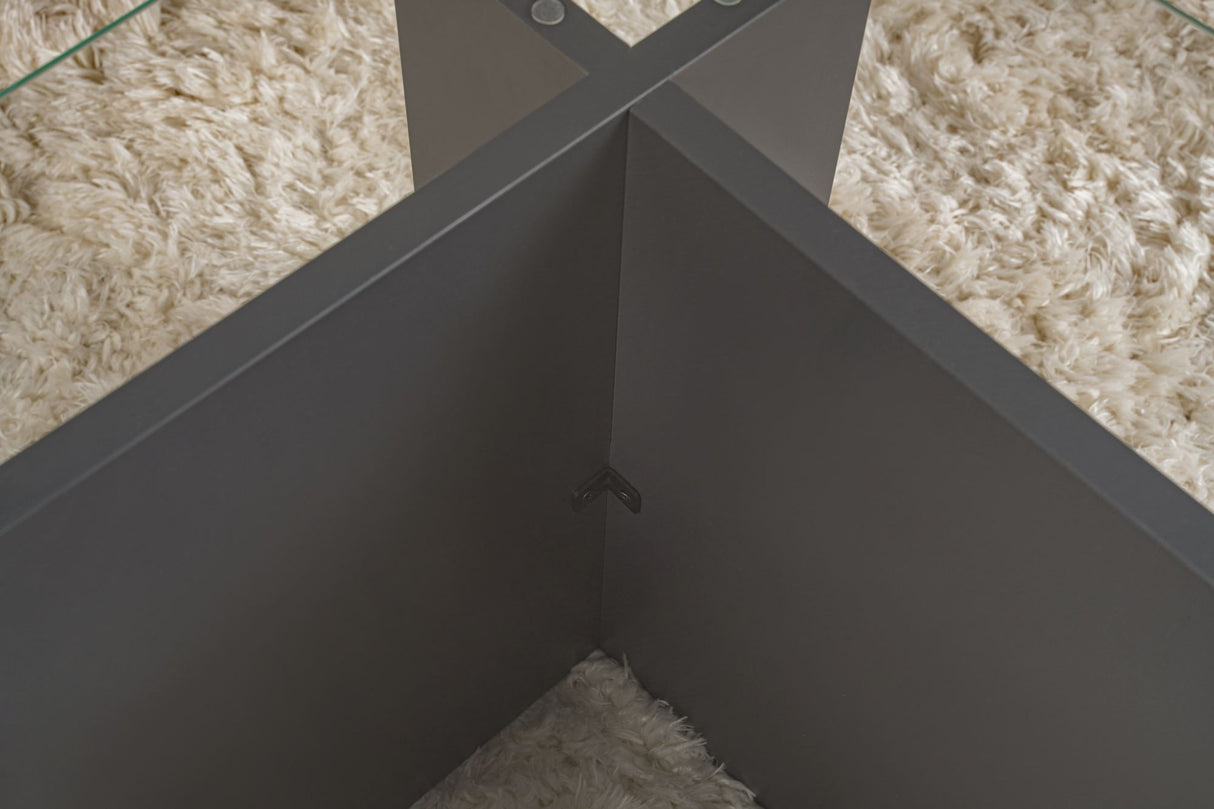Table basse moderne rectangulaire Vetroni Anthracite - Verre - 105x65 cm 
