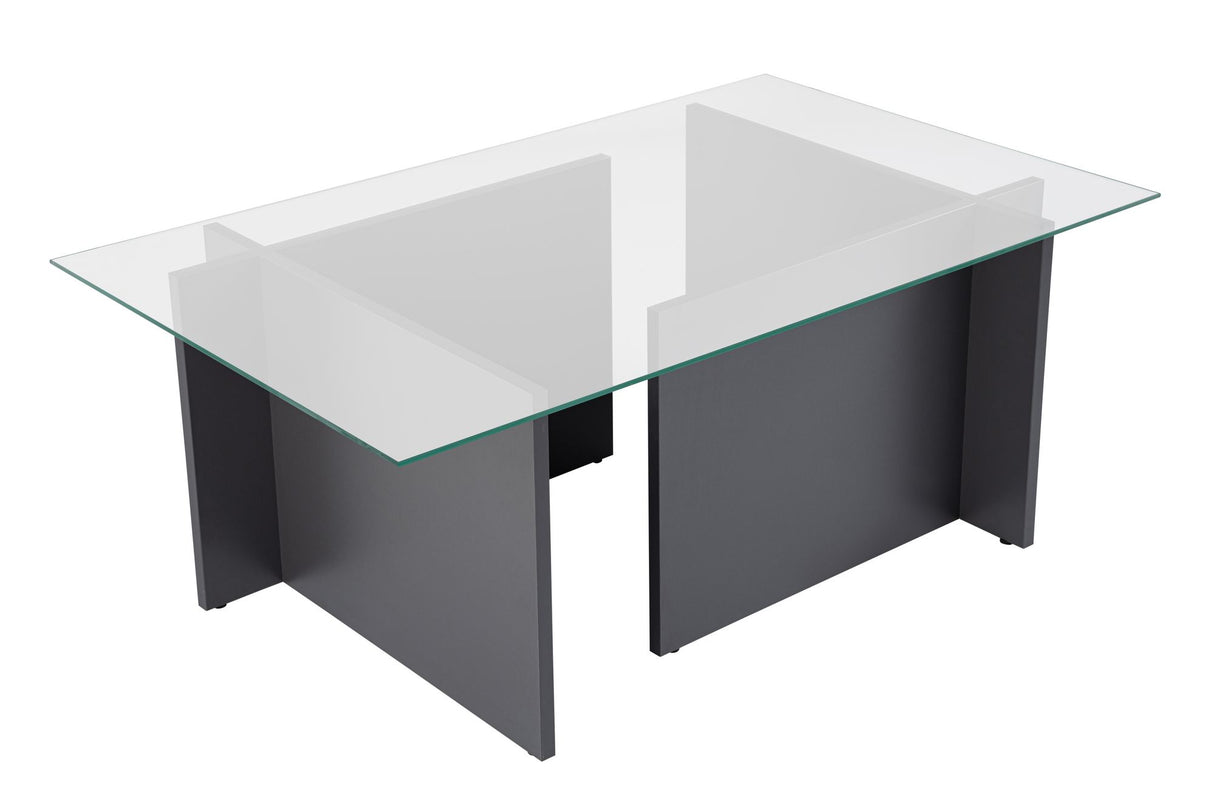 Table basse moderne rectangulaire Vetroni Anthracite - Verre - 105x65 cm 