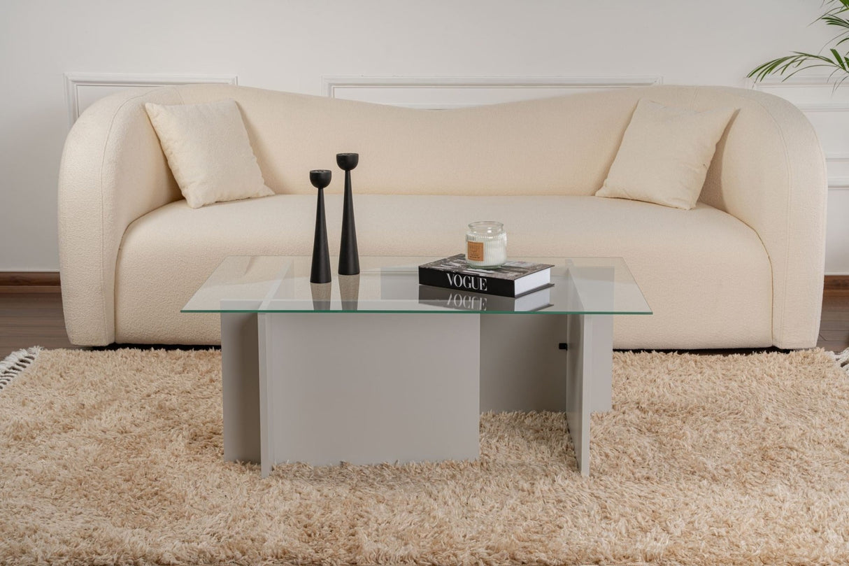Rechthoekige Moderne Salontafel Vetroni Grijs - Glas - 105x65 cm