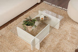Salontafel Wit Melamine Glas Opal 105x65x30 cm