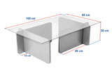 Salontafel Wit Melamine Glas Opal 105x65x30 cm