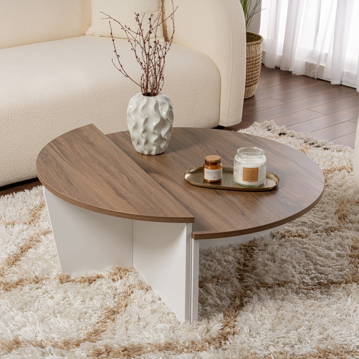 Orion salontafel Walnoot en Wit 90x60 cm Walnut White Melamine