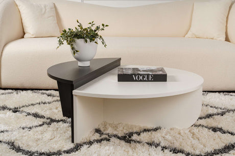 Table basse Orion en bois blanc et noir 90x60 cm Bois blanc Bois noir Melamine 