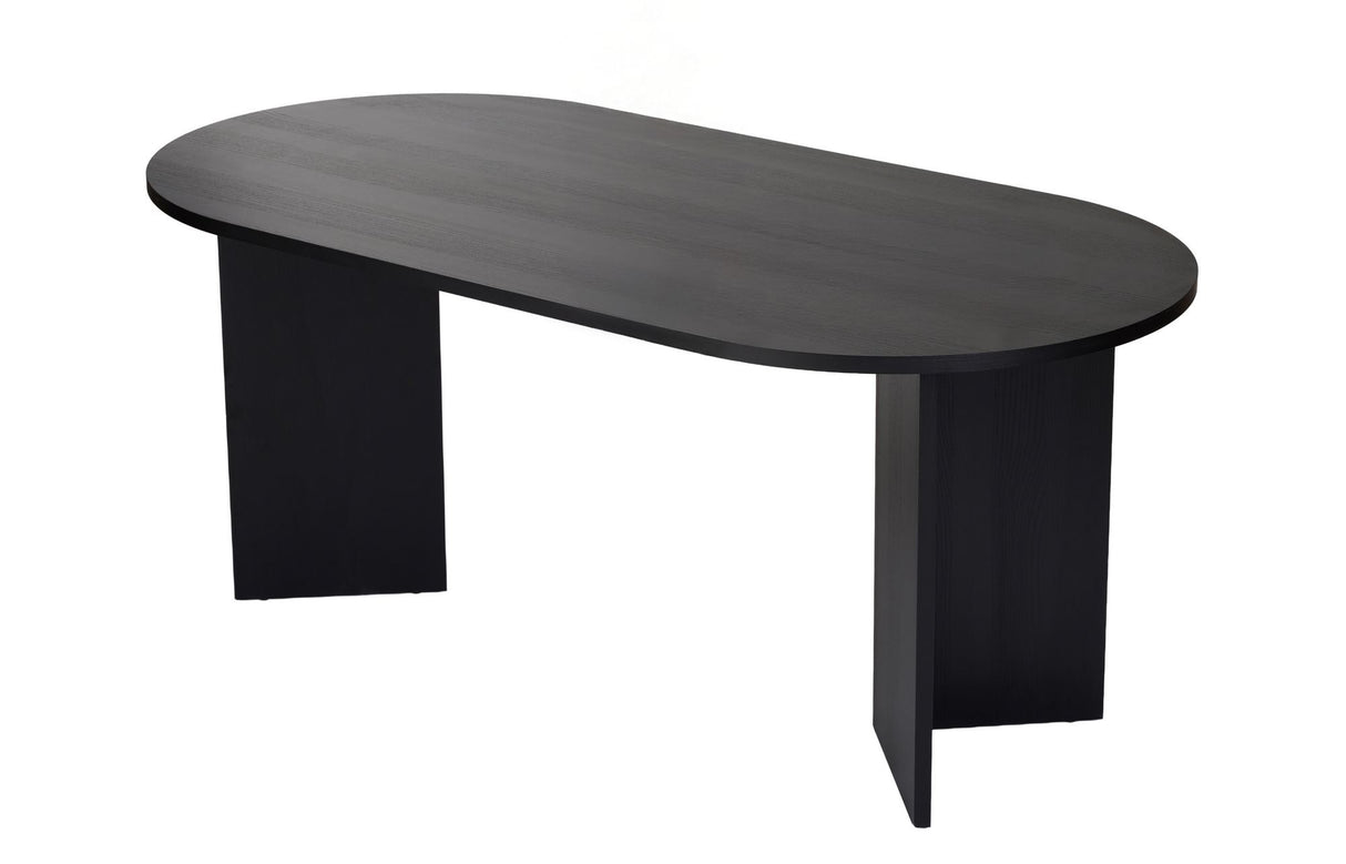 Table à manger Sablin en bois noir 180x89,5x75 cm en mélamine 