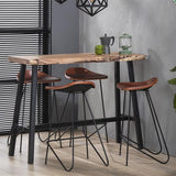 Tabouret de bar en cuir brun Bruce - 67 cm - Sans dossier 