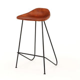 Tabouret de bar en cuir brun Bruce - 67 cm - Sans dossier 