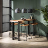 Tabouret de bar industriel en bois d'acacia Elly - Hauteur d'assise 71 cm - Sans dossier 