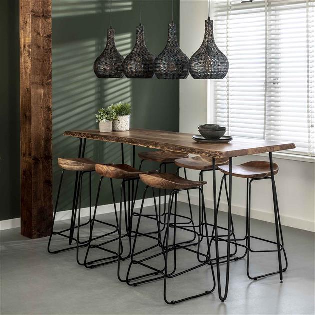 Tabouret de bar industriel en bois d'acacia Elly - Hauteur d'assise 71 cm - Sans dossier 