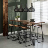 Tabouret de bar industriel en bois d'acacia Elly - Hauteur d'assise 71 cm - Sans dossier 