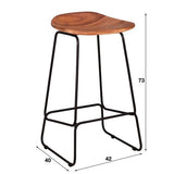 Tabouret de bar industriel en bois d'acacia Elly - Hauteur d'assise 71 cm - Sans dossier 