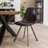 Chaise de salle à manger Zwart Siena Saddle PU Similicuir 