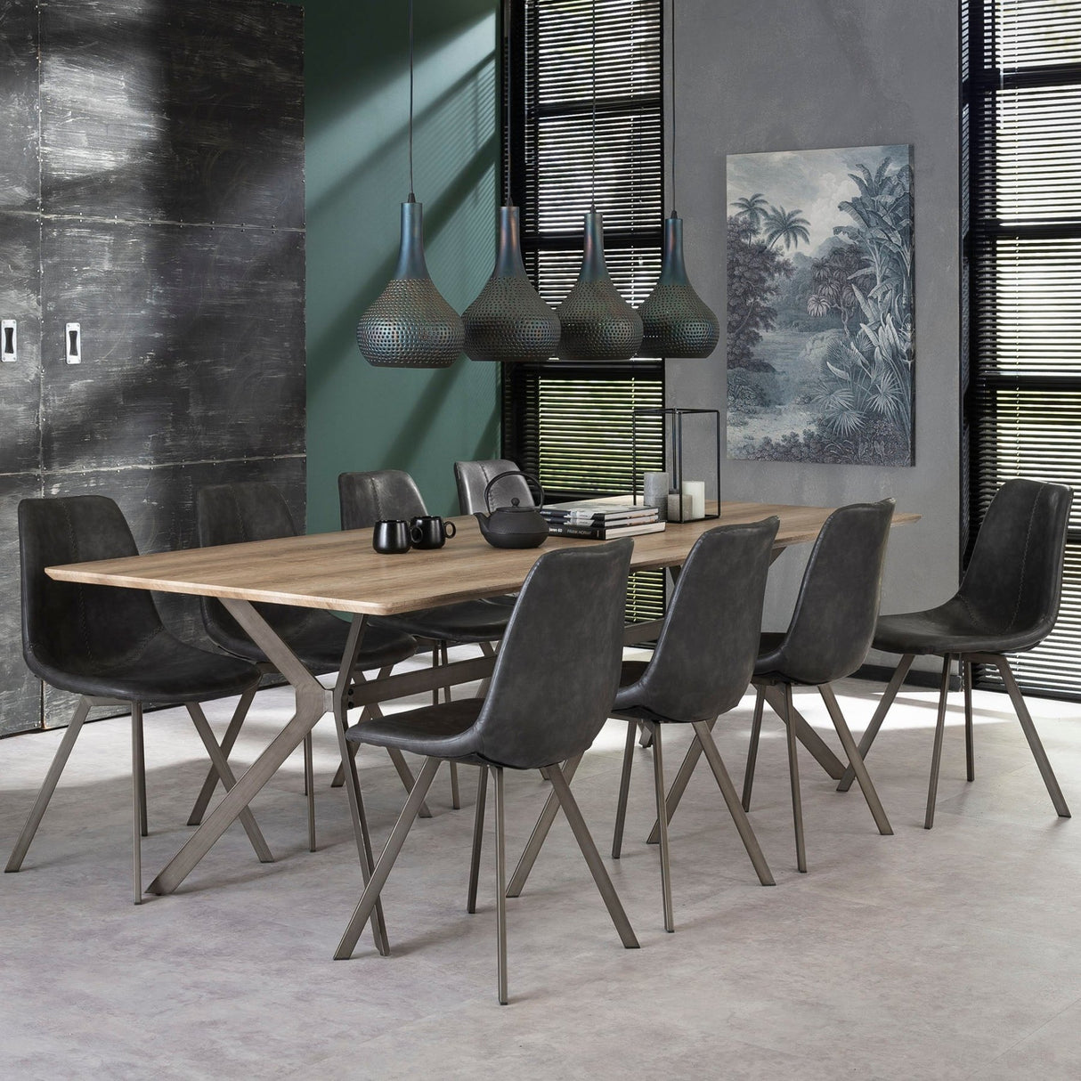 Ensemble de 4 chaises de salle à manger Siena Saddle PU noir 