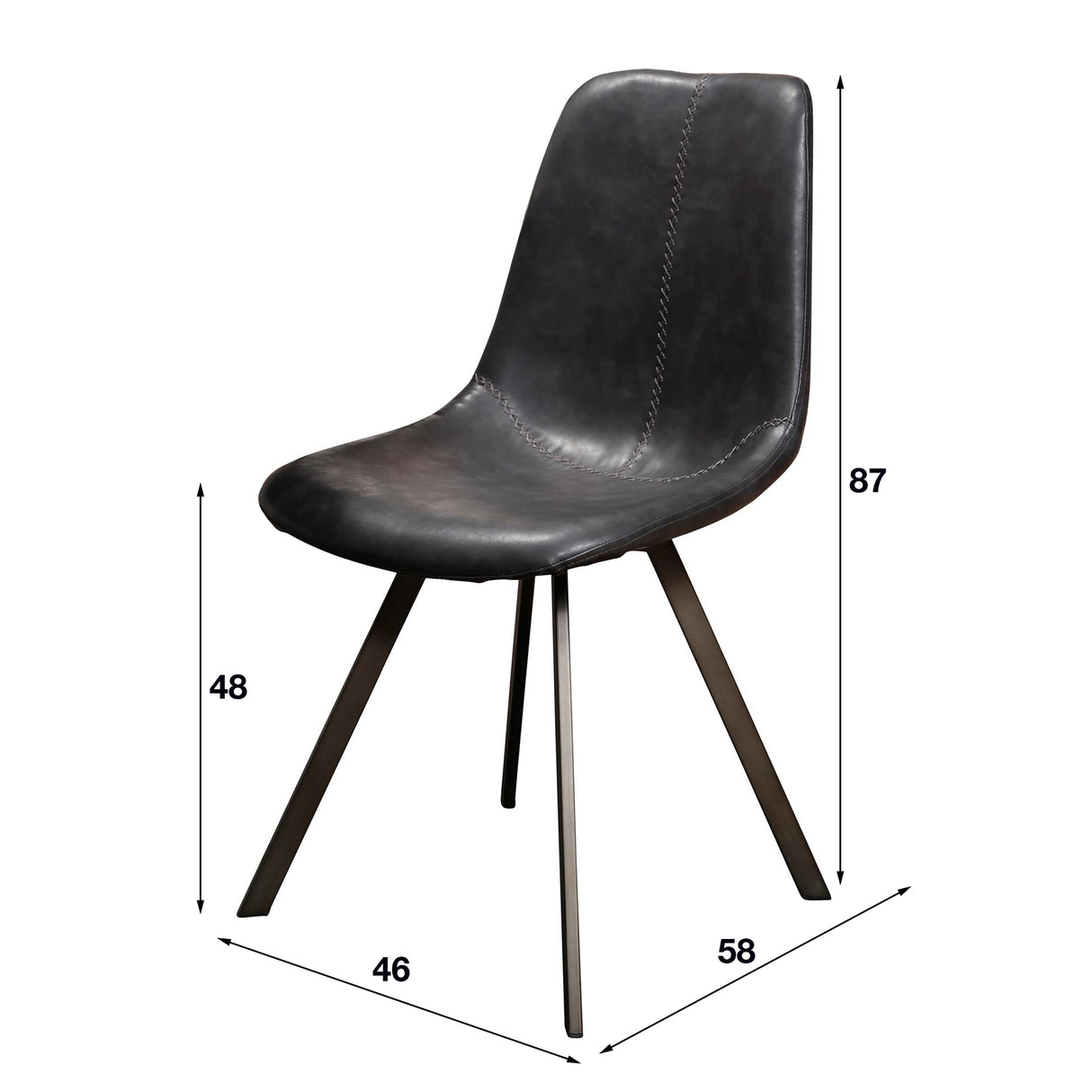 Chaise de salle à manger Zwart Siena Saddle PU Similicuir 