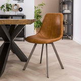 Ensemble de 4 chaises de salle à manger Siena Saddle PU brun 