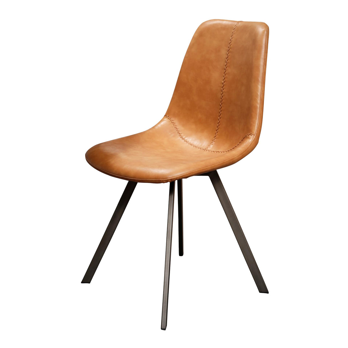 Ensemble de 4 chaises de salle à manger Siena Saddle PU brun 