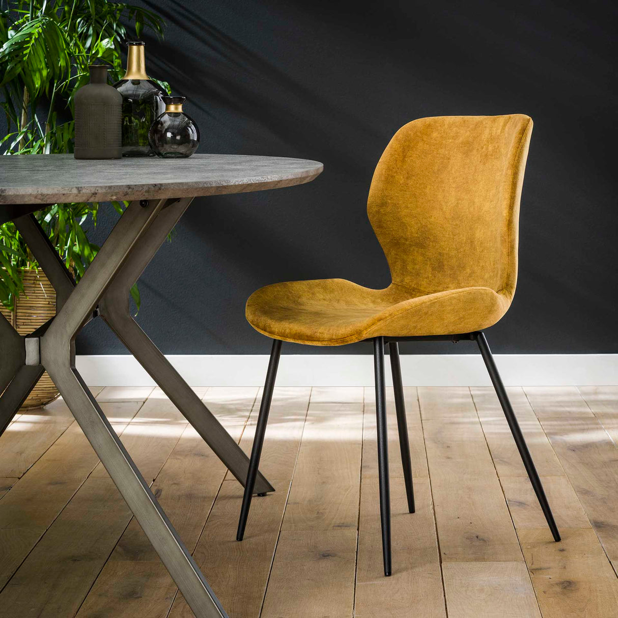 Chaise de salle à manger élégante Argo Velvet Or - Sans accoudoirs 