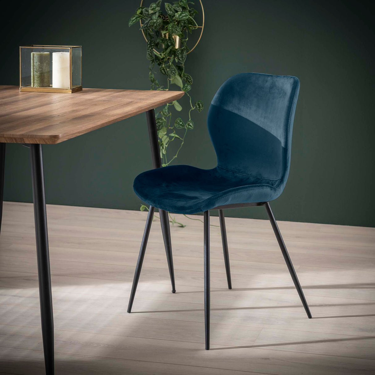 Ensemble de 4 chaises de salle à manger Argo Velours bleu 