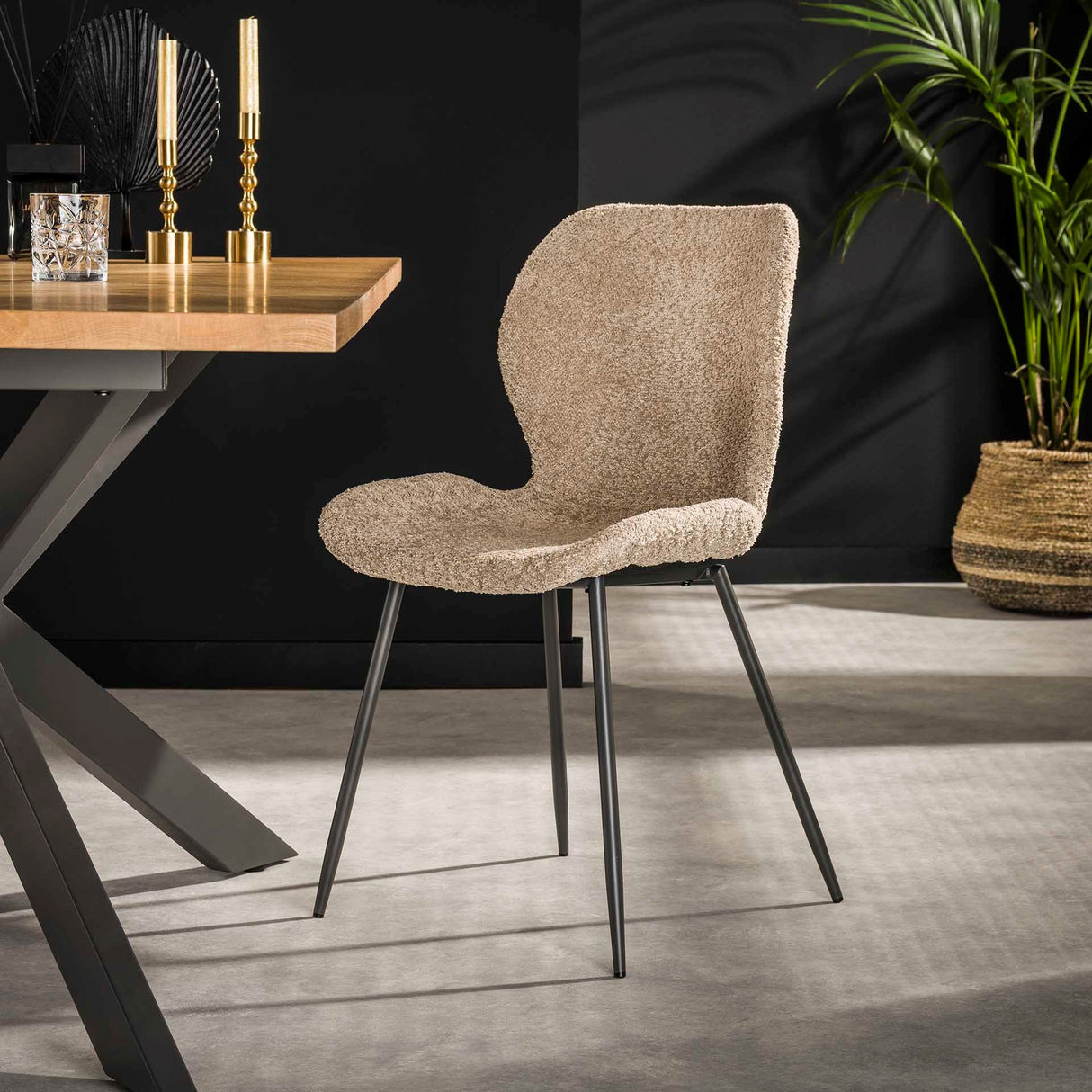 Ensemble de 4 chaises de salle à manger Argo Bouclé sable 