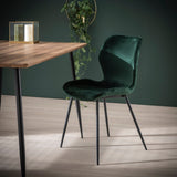 Chaise de salle à manger élégante Argo Velvet Vert - Sans accoudoirs 