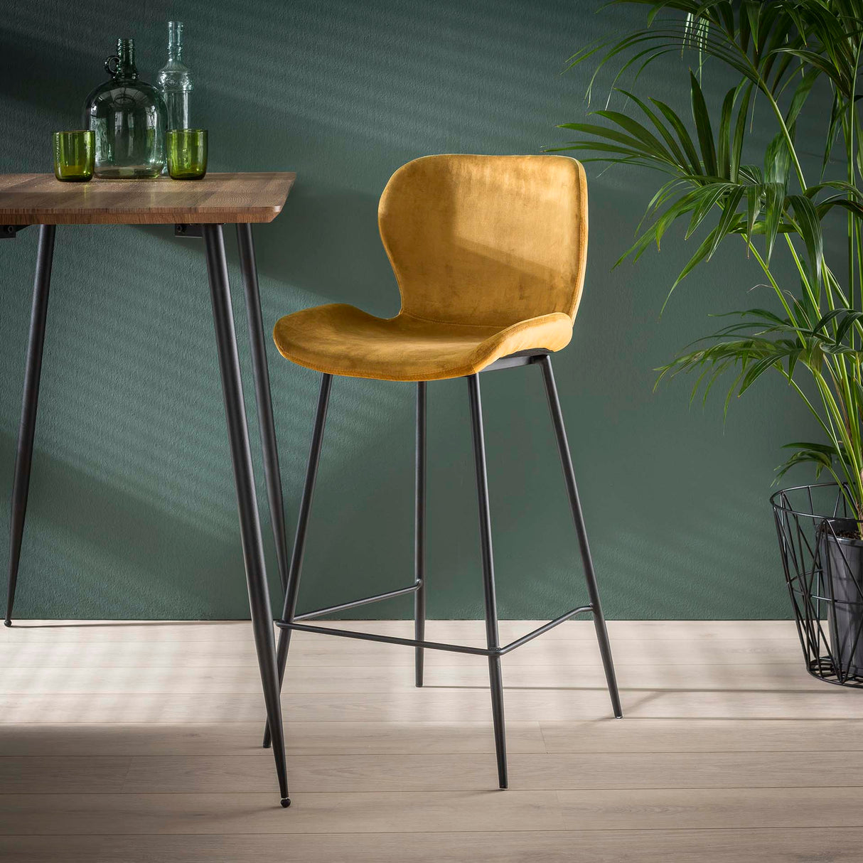 Ensemble de 4 tabourets de bar Argo Velours Or 