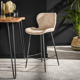 Tabouret de bar moderne Bouclé couleur sable sans accoudoirs Argo 