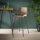 Tabouret de bar moderne en velours champagne sans accoudoirs Argo 