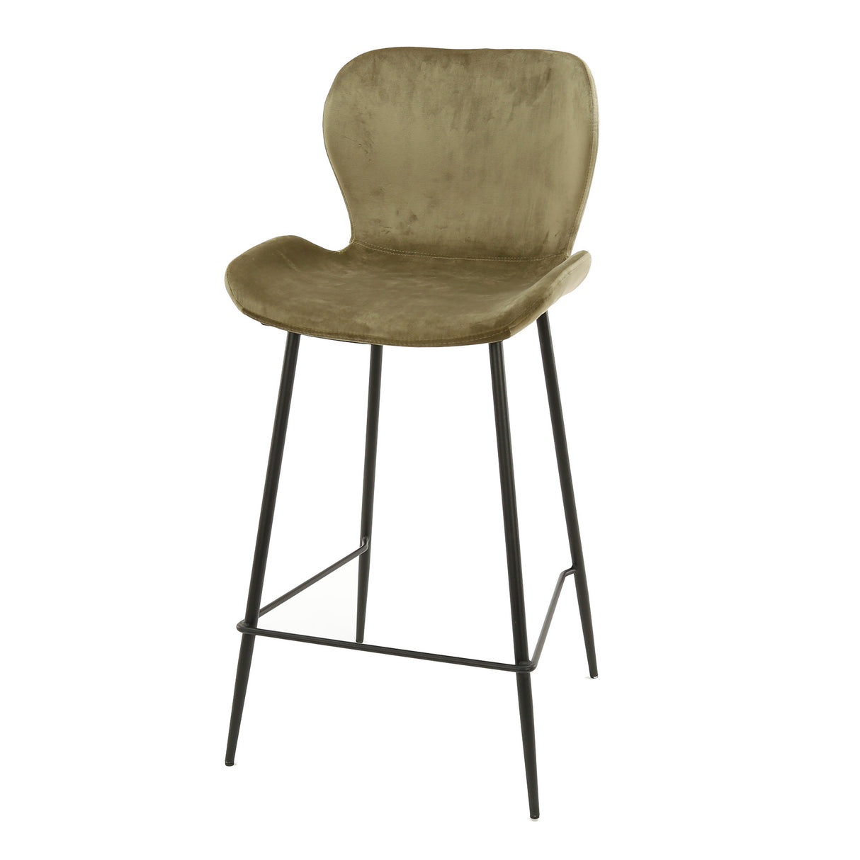 Tabouret de bar moderne en velours champagne sans accoudoirs Argo 