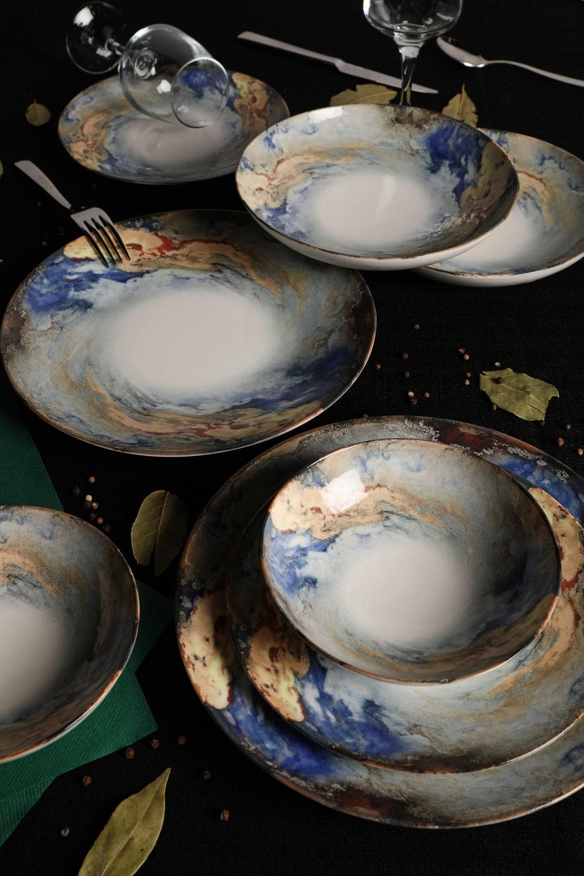 GBSATN24KY4101615 Blanc Bleu Or 100% PORCELAINE
