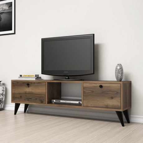 Meubles de télévision Serenat Walnut Black Mélamine 138x42.6x29,5 cm