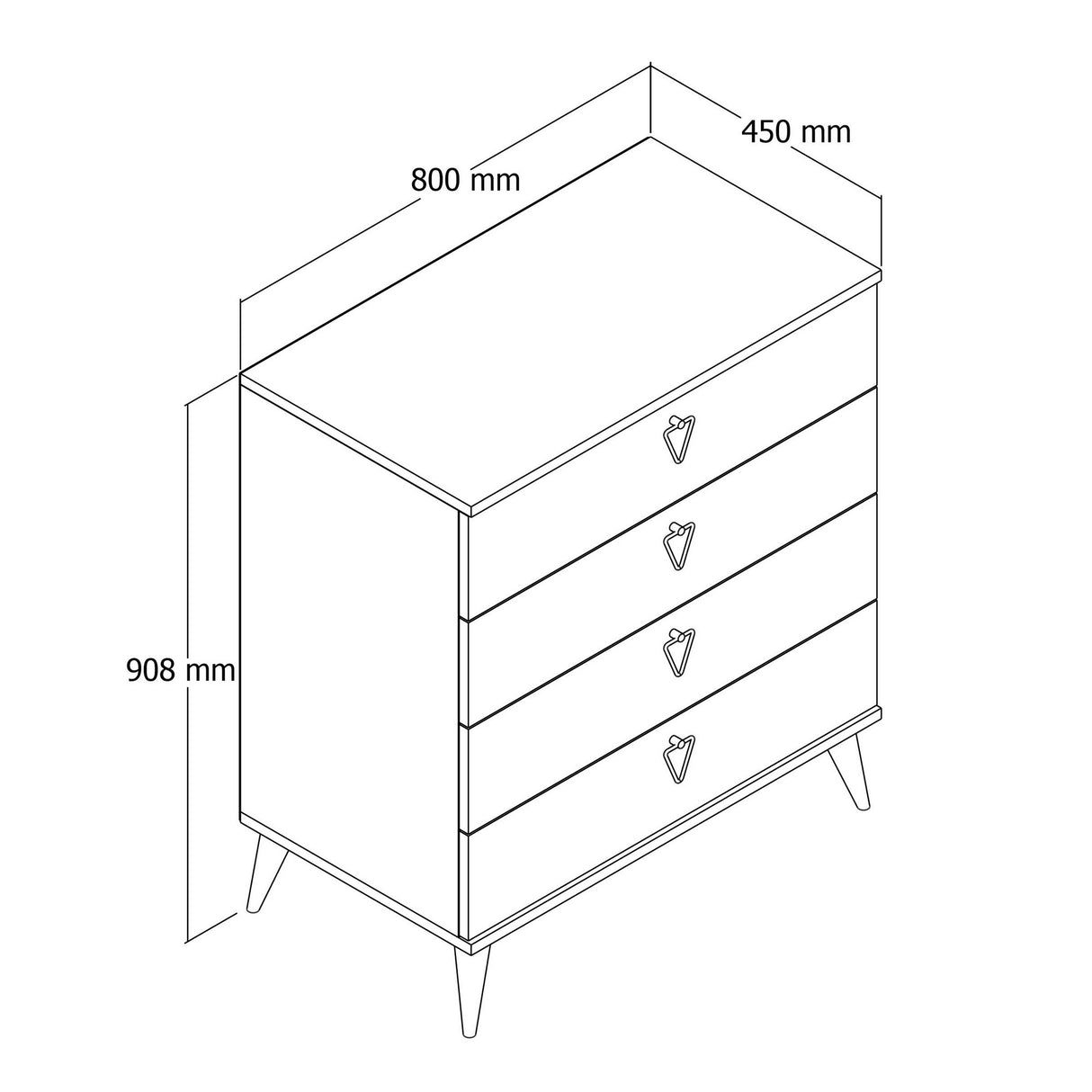 Ladekasten - Ladekast Versa Eik Melamine 80x90,8x45 cm - Dimehouse