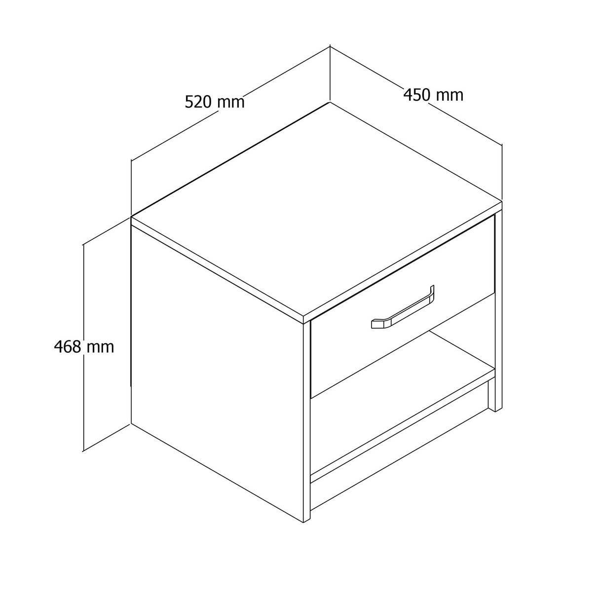 Table de chevet Grande chêne mélamine 52x46.8x45 cm