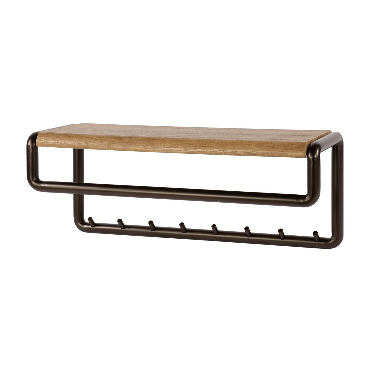 Porte manteau Senna tringle et étagère à chapeaux 8 patères Drift marron