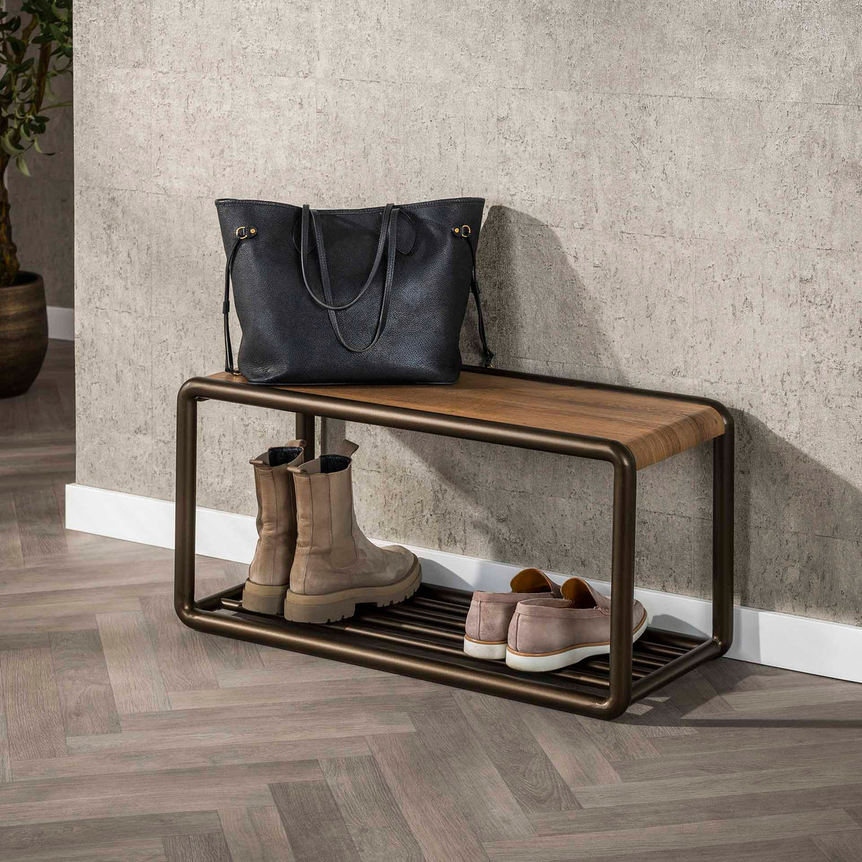 Banc à chaussures Senna Drift marron 80x35 cm